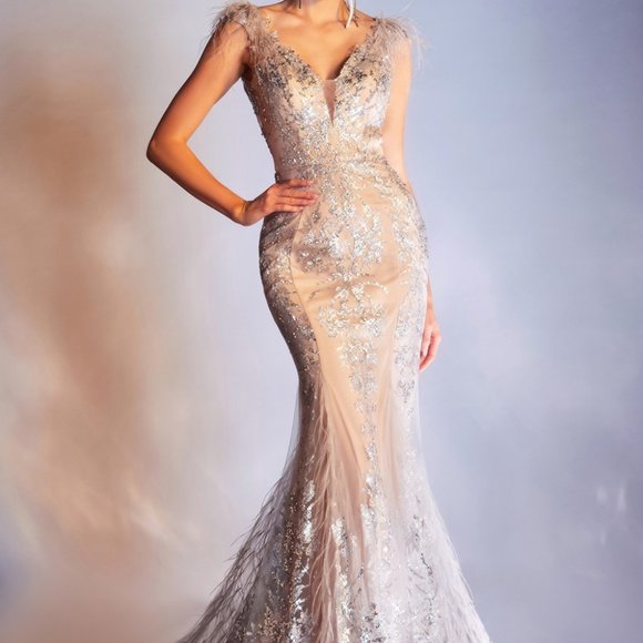 Feathered Mermaid Evening Gown - CNC57